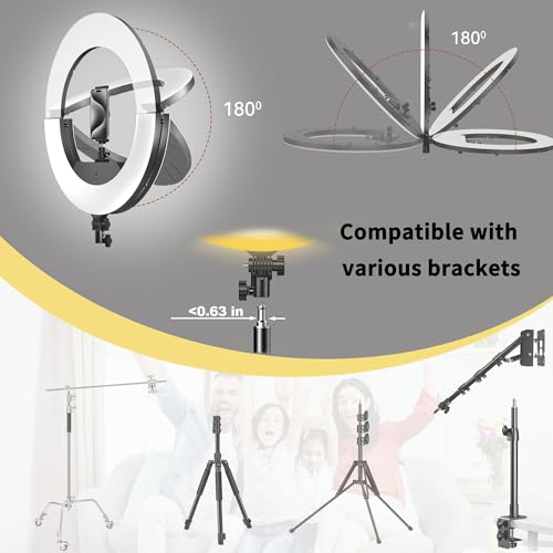 18" 55W Ring Light, High Brightness, No Bracket, Linkable on Wall-Mounted Triangular Arm, Ideal for Studios & Makeup, Live Streaming & Hair Salons, Best Beginner LED Light - size: 18 in ring light(No stand)
