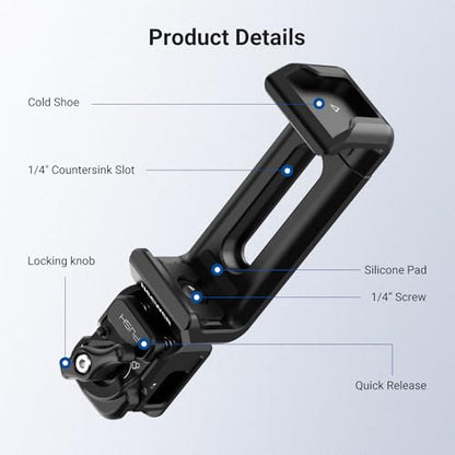 NEEWER Quick Release SSD Holder for Phone Cage, 2.2"-3"/55-75mm Adjustable SSD Mounting Bracket Clamp Accessories Compatible with iPhone 15 16 17 Pro Max Samsung T5 T7 T9 SanDisk, PA129 (Black) - style: PA129