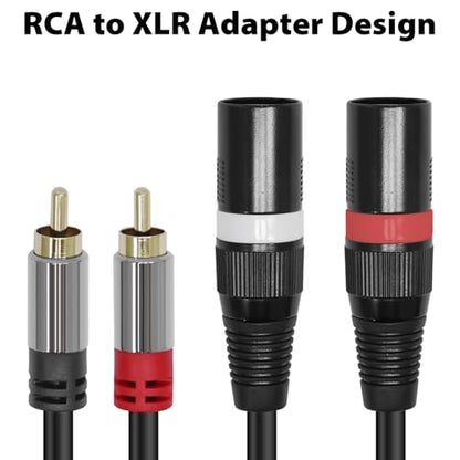 Cyberguys RCA to XLR Cable, 2 XLR to RCA Bi-Directional Audio Cords, Shielded with OxygenFree Copper, Gold-Plated & Nickel-Plated Connectors, Compatible with Mixer Amplifier Speaker Sound Card, 10 FT