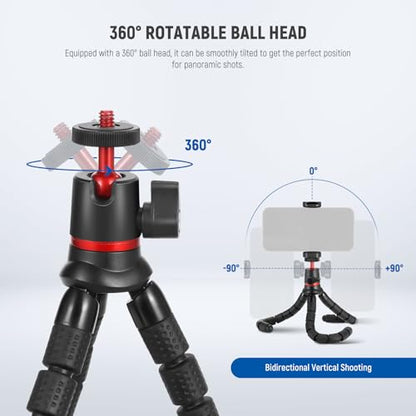 NEEWER Tripod for iPhone with Remote/Action Camera Mount Adapter/Phone Holder, Mini Flexible Camera Phone Tripod Stand Compatible with GoPro Samsung DSLR Camera Webcam for Vlog, Video Recording, T72 - style: T72