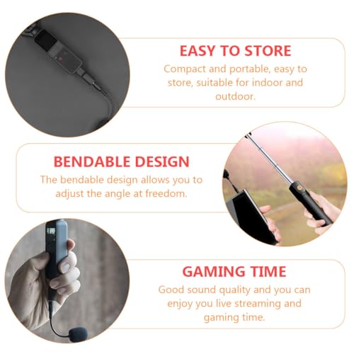 TEHAUX 2pcs Mini Noise-reducing Condenser Microphone for Phone Tablet Laptop, Flexible Gooseneck Design, Black, Plug-and-Play for Live Streaming and Video Recording