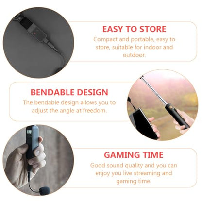 TEHAUX 2pcs Mini Noise-reducing Condenser Microphone for Phone Tablet Laptop, Flexible Gooseneck Design, Black, Plug-and-Play for Live Streaming and Video Recording