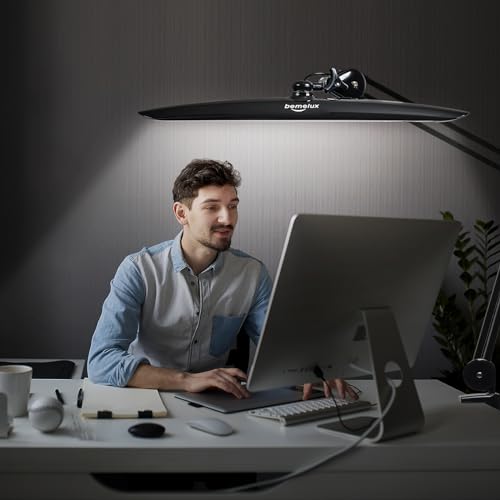 20 Inch LED Desk Lamp with Clamp, 20W 2200 Lumens, 4 Bightness Levels 3 Color Temperatures, Eye-Caring Working Reading Lamp (Black, CCT) - size: BLACK-CCT-Non Protective