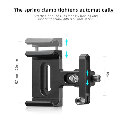 FANAUE SSD Mount Bracket SSD Holder with Cold Shoe Cable Clamp, 1.5"-2.1" for Samsung T5 T7 SSD SanDisk Compatible with BMPCC 4K /6K /6K Pro Camera Cage