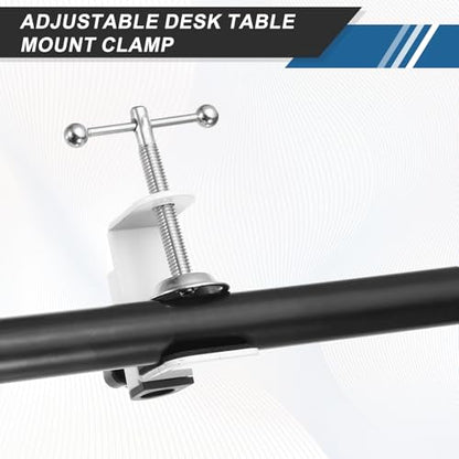 HARFINGTON Metal Table Clamp Mount 2" Hole Dia Clamp for Desk Lamp Mount Stand Universal Cantilever Bracket with Adjustable Screw Steel Ball Handle for Microphone Arm Lamp Stand, White - size: 2 Inch, style: Steel Ball Handle