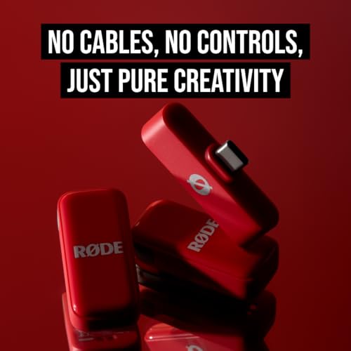 RØDE Wireless Micro - Compact Wireless Microphone, Two Mics with Charge Case for Smartphone Content Creation - USB-C, Red - color: USB-C Red