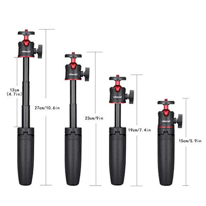 MT-08 Black Mini Tripod for Camera, 1/4" Screw Universal Tripod | Compatible with DJI OSMO 360/Pocket 3/Pocket 4/4Pro/Luna/Insta 360/Xtra/Sony, Extendable Handheld Vlogging Video Table Stand - color: Black