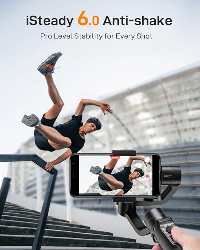 Hohem iSteady Mobile Plus Gimbal Stabilizer for Smartphone, 3-Axis Phone Gimbal for Android and iPhone 15,14,13 PRO, Stabilizer for Video Recording with Face/Object Tracking, 600 °Auto Rotation