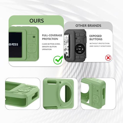 Case for Kodak PIXPRO FZ55,FZ55 accessories,Soft Silicone Protective Case,Comes with 2 Screen Protectors and 1 Wrist Strap - Matcha green - color: Matcha green