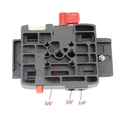 AngelReally P200 Quick Release Plate - Camera Tripod Base Plate with QR Clamp Adapter with 1/4" and 3/8" Screw Hole Compatible for Manfrotto 500AH 501HDV 503HDV 701HDV 577/519/561/Q5