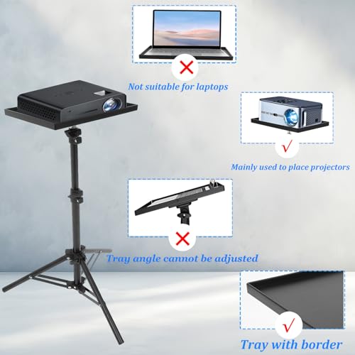 MAGICLULU Projector Stand Tripod 44.88 Inch Height Adjustable Tripod Stand Portable Projector Table with Tray for Office Home Movie Equiqment (Tray Size 7.09 x 9.84Inch)