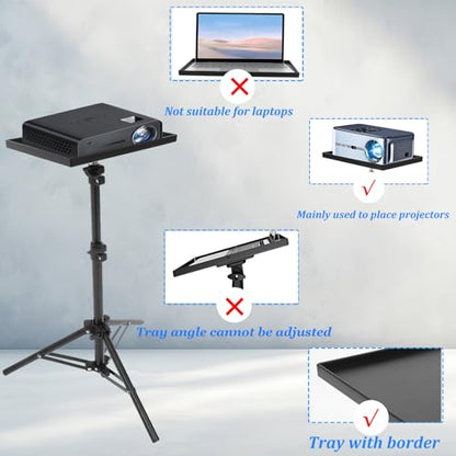 MAGICLULU Projector Stand Tripod 44.88 Inch Height Adjustable Tripod Stand Portable Projector Table with Tray for Office Home Movie Equiqment (Tray Size 7.09 x 9.84Inch)