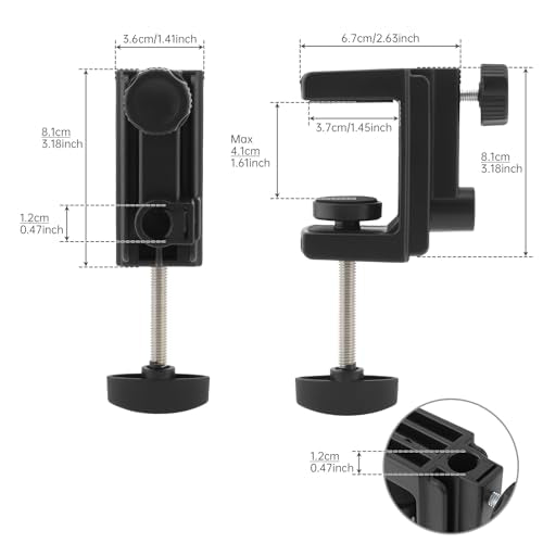 Desk Clamp, Plastic Bracket Stand, C-Clamp Base Holder, Table Mounting Clamp, Light Mounting Bracket Replacement Clip for Microphone Mic Arms Table Lamp Desktop (0.47" Hole Dia)