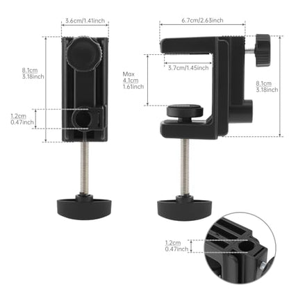 Desk Clamp, Plastic Bracket Stand, C-Clamp Base Holder, Table Mounting Clamp, Light Mounting Bracket Replacement Clip for Microphone Mic Arms Table Lamp Desktop (0.47" Hole Dia)