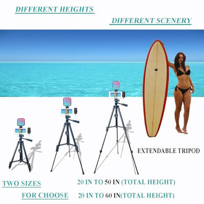 for iPhone Vlogging Kit, Vlogging Kit for Andriod Phone with Two Tripods RGB Light Lavalier Microphone Remote for YouTube Tiktok Content Creator - size: With Wireless Mic