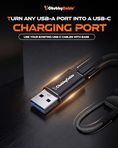 chubbycable USB to USB C Adapter 2Pack USBC Female to A Male OTG Charger Type C to USB A Charger Cable Converter for Mobile Phone, Computer, Laptop, Earphone, Mouse Keyboard, CarPlay