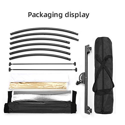 Curved Reflector, 71x24 Clamshell Light Reflector Kit with 4-in-1 Fabric (Silver/Gold/White/Black) & 28" Desktop Light Stand, Storage Bag, U-Shape Arclight for Portrait, Studio Photography