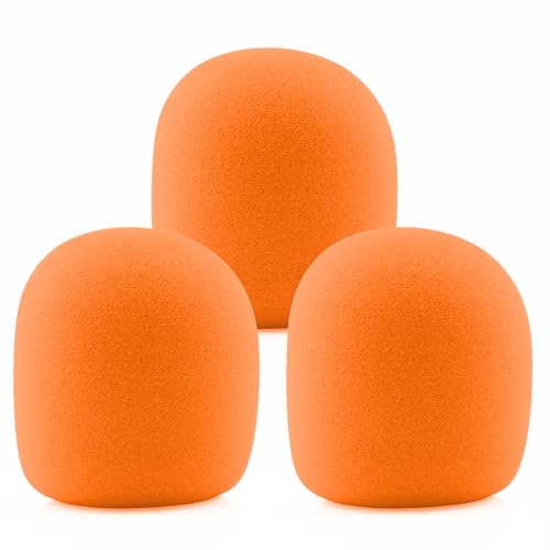 LEFXMOPHY SM58 Windscreen，Mic Foam Replacement for Shure SM58 Vocal Microphone Pop Filter, Orange Noise-cancellation Windsock Cover 3-pack - color: ORANGE