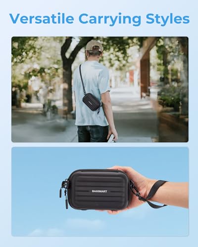 BAGSMART Digital Camera Case, Small Camera Bag with 2 Carrying Ways, Black | Lightweight Camera Sling Bag for Canon Powershnot ELPH 180/190/Sony DSCW800/DSCW830, Waterproof & Protective - color: Black