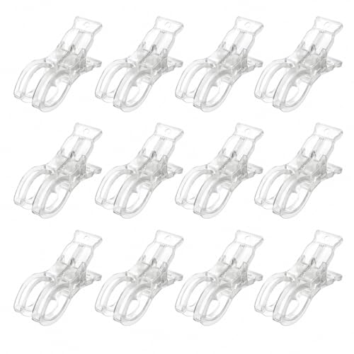 3.5 Inch Clear Plastic Spring Clamps 12 Pack, Multifunctional Large Balloon Arch Clips, Practical Accessories for Backdrop Decor, Pool Towel, DIY Crafts & Photography Studio Supplies
