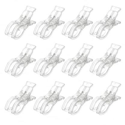 3.5 Inch Clear Plastic Spring Clamps 12 Pack, Multifunctional Large Balloon Arch Clips, Practical Accessories for Backdrop Decor, Pool Towel, DIY Crafts & Photography Studio Supplies
