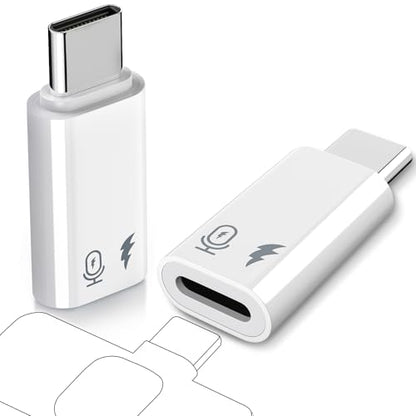 TiMOVO USB C to Lavalier Microphone Adapter, 2 Pack Lightning to USB c Adapter for Wireless Lavalier Microphone, iPhone 17/16/15 Series, iPad Pro/Air, Not for Headphone and Data