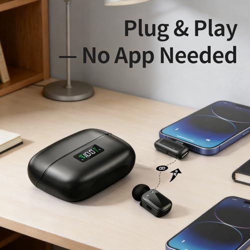 Wireless Clip-on Microphone System - Dual Lavalier Mics for TikTok, Vlog, Live Streaming, Interview, Compatible with Phone/Camera/PC, Auto Pairing, 8H Playtime per Mic