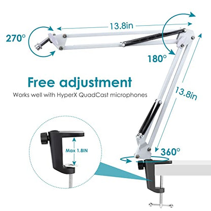 White Boom Arm for HyperX QuadCast S - White Mic Arm Compatible with Hyperx Quadcast White Microphone, Premium Microphone Boom Arm Stand by YOUSHARES - color: 02 QuadCast S Boom Arm