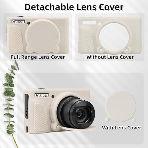 Camera Case for Canon PowerShot SX740/ SX730 Digital Camera,SX740 HS Case, Soft Silicone Protective Case Removable Lens Cover,Comes with 2 Screen Protectors and 1 Wrist Strap. (Mist White) - color: Mist White