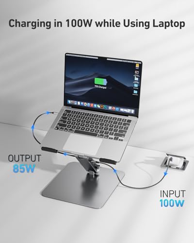 BENFEI Laptop Stand with USB C 6in1 Docking Station, HDMI 4K@60Hz,Gigabit Ethernet, 100W Power Delivery, 10Gbps 1*USB C 3.2 and 2*USB A 3.2 Compatible with MacBook Pro/Air, iPad Pro, XPS, Thinkpad - size: 6-in-1 stand