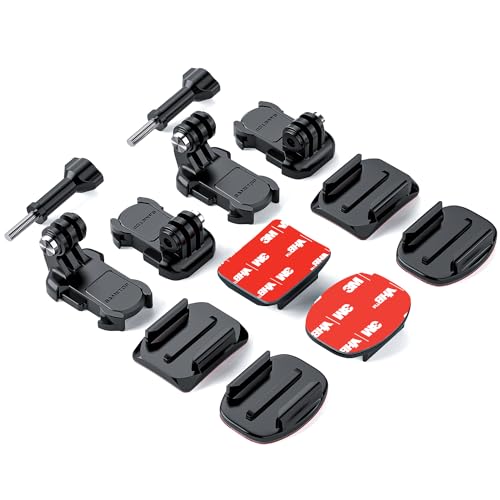 Helmet Sticky Mounts Adhesive Buckle Mount Accessories for GoPro | Screw Kit, for Go Pro Hero 13 12 11 10 Max 9 8 7 6 5 Session Mission DJI Osmo Insta360 AKASO Action Cameras, 12 in 1