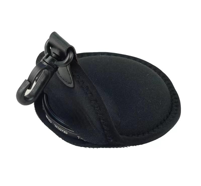 2 Pack Lens Filter Pouch Mini Storage Bag Sleeve Protective Case with Keychain Hook 2 Pockets For Camera CPL MC UV ND 25mm-77mm 43mm 46mm 49mm 52mm 55mm 58mm 62mm 67mm, Black