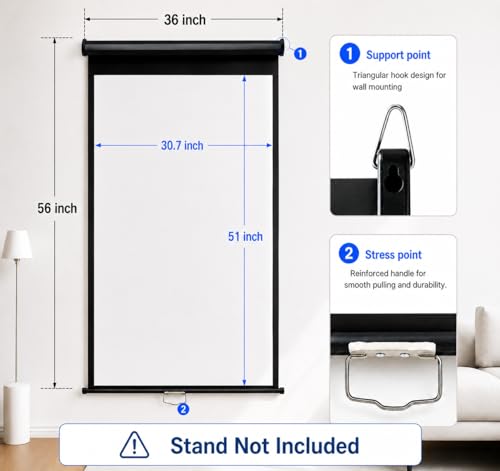 Retractable White Background Screen 36" x 56" Portable Roll-Up, Pull-Down Background, Black and White Double-Sided Design, PVC Material, Suitable for ID Card Passport Photo Photography
