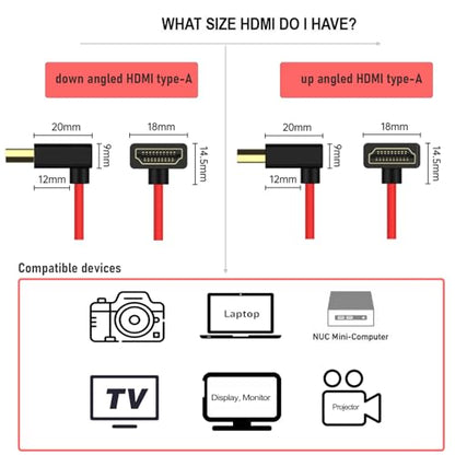 HDMI 8K 4K Cable for PC TV PS5 Xbox, ATOMOS Ninja V Shinobi, Sony A9III A7RV A7M4 FX3 FX30 FX6, Canon C80 C70 R1 R5 Mark II, Panasonic BGH1 S5IIX S1RII G9M2 GH5II, Braided Coiled - color: Black, size: Down to UP Angled