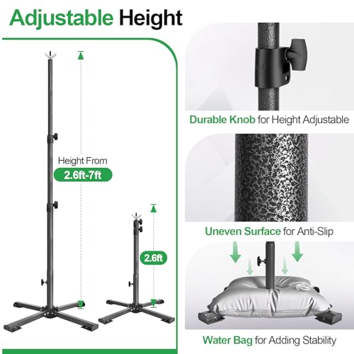 EMART Portable Backdrop Stand Kit with Foldable Cross Flat Base, Adjustable 7ft Height 10ft Width Pipe and Drape Background Hanging Frame Bar for Photography Party Wedding Birthday Photo Studio - size: 7x10FT