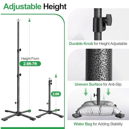 EMART Portable Backdrop Stand Kit with Foldable Cross Flat Base, Adjustable 7ft Height 10ft Width Pipe and Drape Background Hanging Frame Bar for Photography Party Wedding Birthday Photo Studio - size: 7x10FT