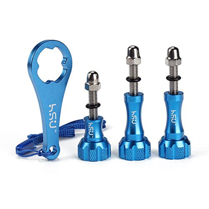 HSU Aluminum Thumbscrew Set + Wrench for Gopro Hero 13, 12, 11, 10, 9, 8, 7, 6, 5, 4, 3, Gopro Session, AKASO Campark and Other Action Cameras (Blue) - color: Thumbscrew Set + Wrench(Blue)