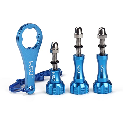HSU Aluminum Thumbscrew Set + Wrench for Gopro Hero 13, 12, 11, 10, 9, 8, 7, 6, 5, 4, 3, Gopro Session, AKASO Campark and Other Action Cameras (Blue) - color: Thumbscrew Set + Wrench(Blue)