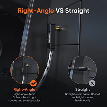 CableCreation 3.5mm Audio Cable(3FT/0.9M), 90 Degree Right Angle 4-Conductor TRRS 3.5mm Stereo Aux Cable with Microphone for Car Headphones,Speaker,Tablets,Laptops,Smart Phones - size: 3 Feet