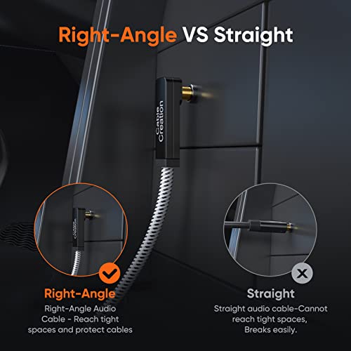 CableCreation 3.5mm Aux Cable(6FT/1.8M), 90 Degree 4 Pole TRRS 3.5mm Male to Male Audio Cable/Right Angle 4 Pole Stereo Auxiliary Cable with Microphone for Headphones, Phones, iPads, Car Stereos - size: 6 Feet