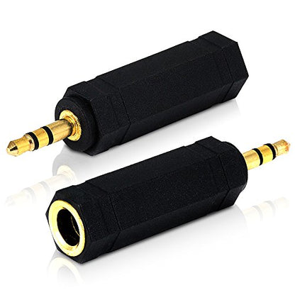 Mobi Lock 2pcs 3.5mm Plug to 6.35mm Socket - 1/8 to 1/4 in Stereo Audio Jack Adapter - Connects Devices with 3.5mm Port to Amplifiers, Guitar, Piano, Speakers & Mic that use 6.35mm Port