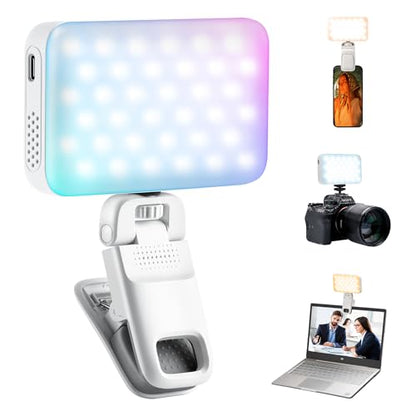 Viltrox Z05 RGB Video Light Portable LED Selfie Light with Clip for Phone Camera Laptop Tripod, 2000mAh USB-C CRI＞97 2800-6800K App Control Dimmable for Photography TikTok YouTube Vlog Live Streaming