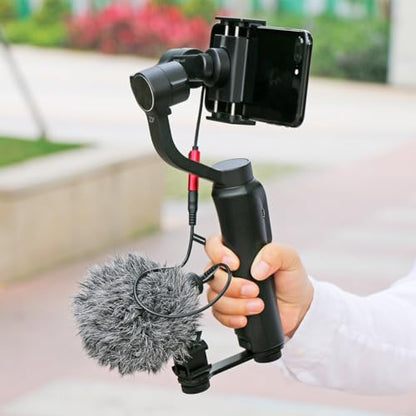 ULANZI PT-3 Triple Cold Shoe Mounts Plate Microphone Led Video Light Extension Bracket Microphone Stand Rig Compatible for DJI OSMO Mobile 3 2 OM 4 Zhiyun Smooth 4/Feiyu Vimble 2 Gimbal Stabilizer