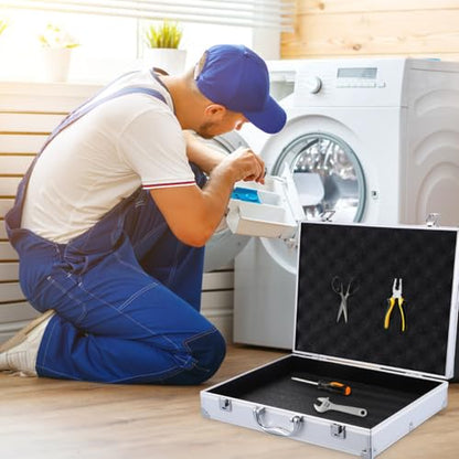 SUPVOX Aluminum Toolbox Lockable Storage Case for Tools Electronics and Accessories - Durable Silver Hard Case with Carry Handle - Large Capacity 14.57X11.22X2.95 Inches - color: Silver