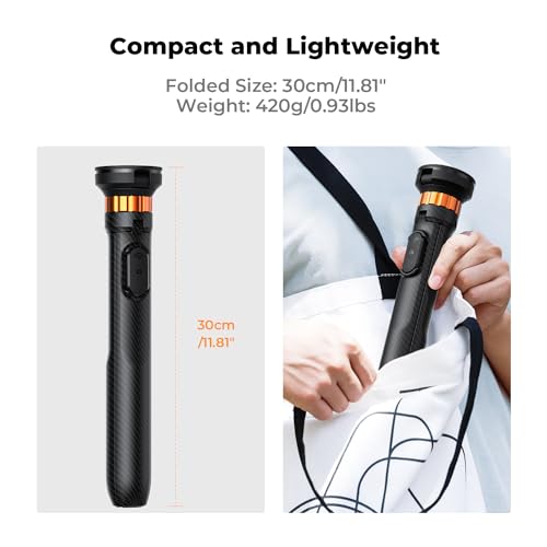 K&F CONCEPT 63'' Magnetic Selfie Stick Tripod, Lightweight Cellphone Stand with Wireless Remote, Compatible with iPhone 17 Pro Max/16/15/14/13/12 Series and All Phones - color: Black Orange