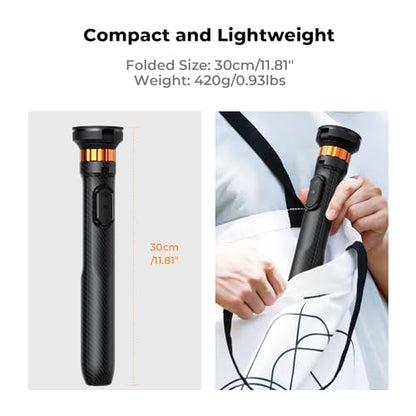 K&F CONCEPT 63'' Magnetic Selfie Stick Tripod, Lightweight Cellphone Stand with Wireless Remote, Compatible with iPhone 17 Pro Max/16/15/14/13/12 Series and All Phones - color: Black Orange