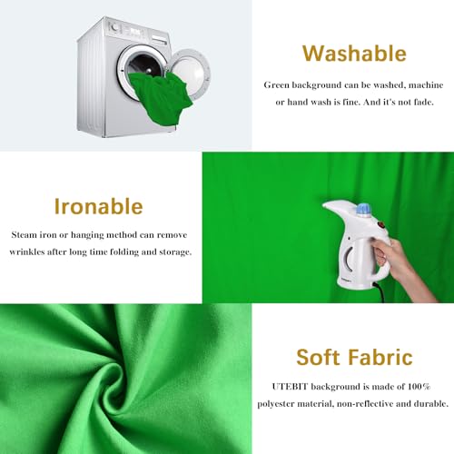 UTEBIT Green Screen Backdrop, 3.3X5 ft | Chroma Key, Thick Polyester Fabric, Photography Background Removal, Video & Live Streaming, Backdrop Only - size: 3.3x5ft