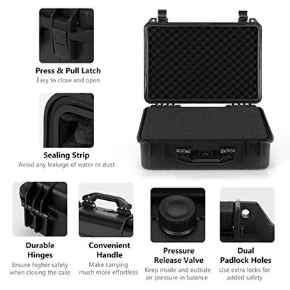 COSTWAY Waterproof Hard Case, 22-Inch Multi-Purpose Small Camera Dry Box with DIY Customizable Foam Insert, IP66 Rated Dustproof Shockproof, Portable Protective Case for Electronics, Drones, Black