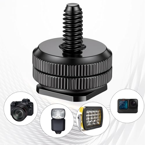 Camera Hot Shoe Mount to 1/4"-20 Tripod Screw Adapter Compatible with Versatile Flash Hot Shoe Mounts for DSLR Camera Rigs, Tripods, Mounting Accessories (4 Pcs)