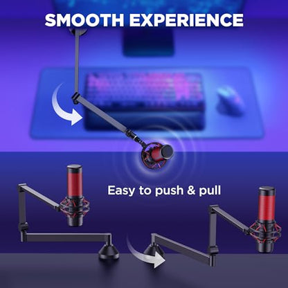 InnoGear Low Profile Mic Arm, 360° Rotatable Microphone Arm Stand Foldable Desk Mic Boom Arm with 3/8" to 5/8" Adapter for Fifine AM8 K669B Blue Yeti HyperX QuadCast SoloCast AT2020 and Other Mics - color: Black, style: 3-Axis Arm